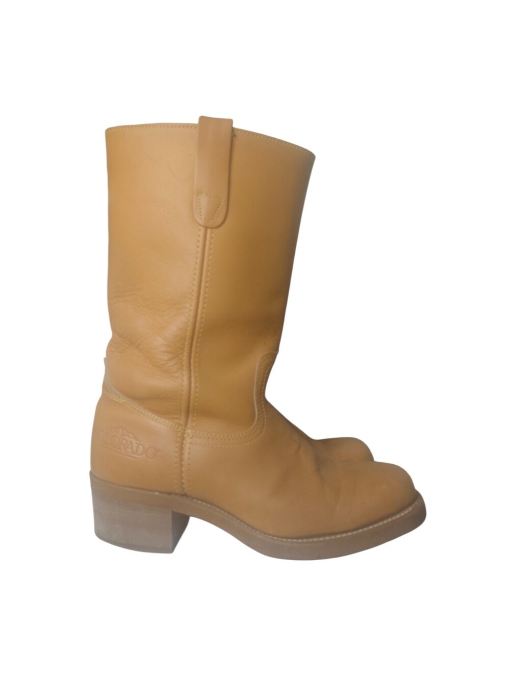 Vintage Colorado Tan Western Mid-Calf Boots Men's Size 8 W Cowboy Boots - Picture 5 of 13